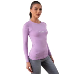 Camiseta Feminina Texas Farm Manga Longa UV50+ Roxo Orquídea Com Logo Branco Ref:UVF001