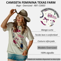 Camiseta Feminina Texas Farm Oversized Western Show Off White Com Estampa Colorida REF: CO003