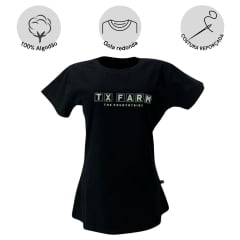 Camiseta Feminina Texas Farm Preta Logo Verde Claro R:CF130