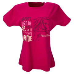 Camiseta Feminina Texas Farm Rosa Estampa Cavalo Ref: CF071