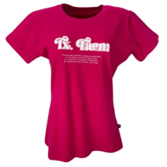 Camiseta Feminina Texas Farm Rosa Logo Branca Ref: CF239