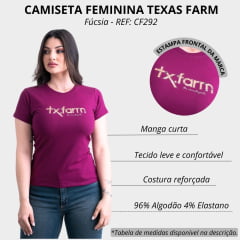 Camiseta Feminina Texas Farm Roxo Amora Babylook Manga Curta Com Logo Bege REF: CF292