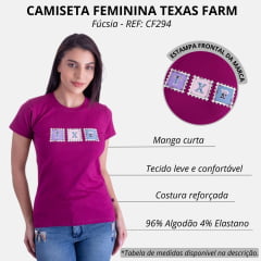 Camiseta Feminina Texas Farm Roxo Amora Babylook Manga Curta Com Logo Em Quadrado REF: CF294