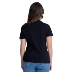 Camiseta Feminina Texas Farm Soft Friends Hip Manga Curta Preto Logo Estampado Preto/Azul E Amarelo  Ref:CFS0001