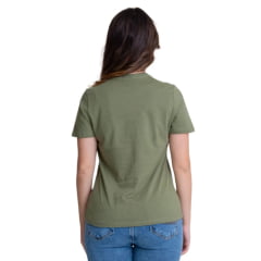 Camiseta Feminina Texas Farm Soft Friends Hip Manga Curta Verde Herbal Logo E Botas Ref:CFS0008