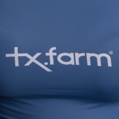 Camiseta Feminina Texas Farm Uv50+ Manga Longa Azul Jeans Logo Branco Ref:UVF001