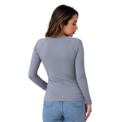 Camiseta Feminina Texas Farm UV50+ Manga Longa Azul Nimbus Logo Preto Ref:Uv001