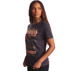 Camiseta Feminina Turkese T-Shirt Over Rodeo Show Cinza Escuro REF:TS06601