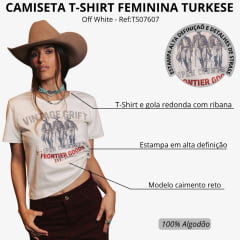 Camiseta Feminina Turkese T-Shirt Vintage Cowboy Off White Brilho Ref:TS07607