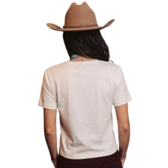 Camiseta Feminina Turkese T-Shirt Vintage Cowboy Off White Brilho Ref:TS07607