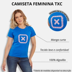 Camiseta Feminina TXC Azul Royal Custom Slim Manga Curta Com Logo Rosa/Branco Ref.50923