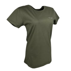 Camiseta Feminina TXC Classic Regular Fit M. Curta Verde Militar C/Bordado Logo Branco REF: 50367