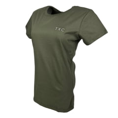 Camiseta Feminina TXC Classic Regular Fit M. Curta Verde Militar C/Bordado Logo Branco REF: 50367