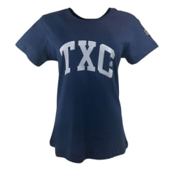 Camiseta Feminina TXC Custom Manga Curta Azul Marinho Estampado Logo Branco REF: 4988