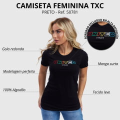 Camiseta Feminina TXC Custom Manga Curta Preta Ref:50781