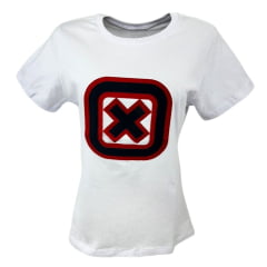 Camiseta Feminina TXC Custom Slim Branca Manga Curta Com Logo Azul/Vermelho Ref.50887