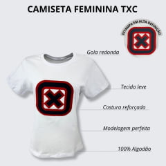 Camiseta Feminina TXC Custom Slim Branca Manga Curta Com Logo Azul/Vermelho Ref.50887