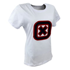 Camiseta Feminina TXC Custom Slim Branca Manga Curta Com Logo Azul/Vermelho Ref.50887