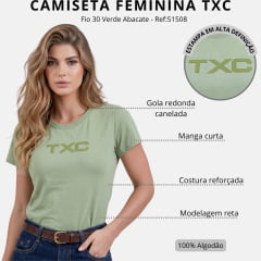 Camiseta Feminina TXC Fio 30 Manga Curta Verde Abacate Logo Verde Ref:51508