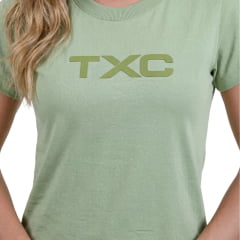 Camiseta Feminina TXC Fio 30 Manga Curta Verde Abacate Logo Verde Ref:51508