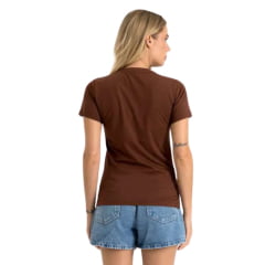 Camiseta Feminina TXC Manga Curta Slim Meia Malha Penteada Marrom Ref:51187
