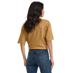 Camiseta Feminina TXC Oversize Fio 30 Manga Curta Marrom Claro Estampada Violão Ref:51370