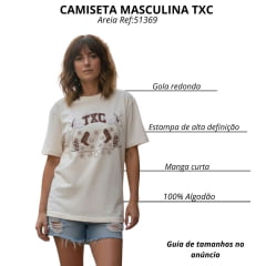 Camiseta Feminina TXC OverSize Fio30 Manga Curta Areia Estampada Ref:51369