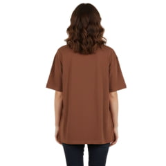 Camiseta Feminina TXC OverSize TXC Malhão Manga Curta Marrom Com Logo Pequeno Preto Ref:51447