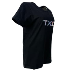 Camiseta Feminina TXC Preta Manga Curta Custom Estampa Metalizada R.50852