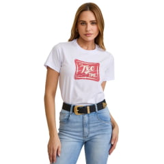Camiseta Feminina TXC Slim Fio 30 Branca Estampada Ref: 51281 Camiseta Feminina TXC Slim Fio 30 Branca Estampada Ref: 51281