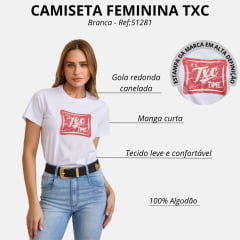 Camiseta Feminina TXC Slim Fio 30 Branca Estampada Ref: 51281