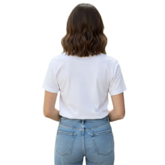 Camiseta Feminina TXC Slim Fio 30 Branco Com Estampa Rosa Ref:51273
