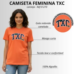 Camiseta Feminina TXC Slim Fio 30 Laranja Bordado Ref: 51270