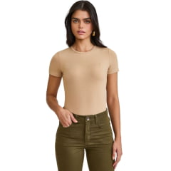 Camiseta Feminina TXC Viscose Gola Redonda Bege - Ref: 51297 Camiseta Feminina TXC Viscose Gola Redonda Bege - Ref: 51297