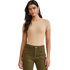 Camiseta Feminina TXC Viscose Gola Redonda Bege - Ref: 51297