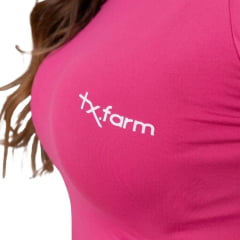 Camiseta Feminina UV50+ Texas Farm Manga Longa Rosa Pink Com Logo Branco Ref:UVF010