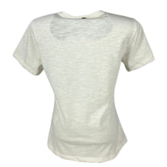 Camiseta Feminina West Dust Baby Look Manga Curta Off White Com Cocar Bordado Com Pedras Ref.BL29249