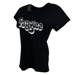 Camiseta Feminina Wrangler Básica Manga Curta Preta Com Logo Estampado Preto e Branc Ref.WF5507PR