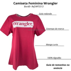 Camiseta Feminina Wrangler Básica T-Shirt Bordô Estampada Ref:WF5513