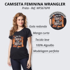 Camiseta Feminina Wrangler Preta Manga Curta Básica - Ref.WF5676PR