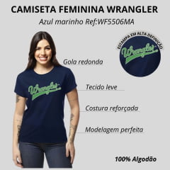 Camiseta Feminina Wrangler T-Shirt Manga Curta Azul Marinho Com Logo Verde/Branco Ref:WF5506MA