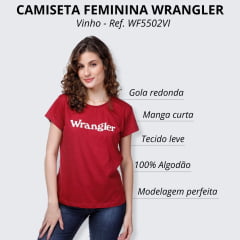 Camiseta Feminina Wrangler Vermelho Vinho Curta Ref WF5502VI