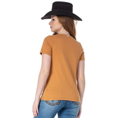 Camiseta Feminina Zenz Western Olive T-Shirt Manga Curta Com Desenho De Índio Ref.1267