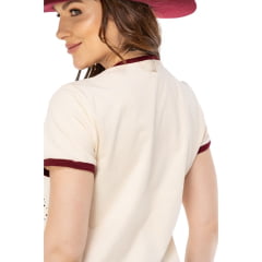 Camiseta Feminina Zenz Western T-Shirt Gasoline Manga Curta Creme Cavalo Bordado Ref:1498 - ZW0225036