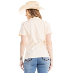 Camiseta Feminina Zenz Western T-Shirt Pasture Creme Bota E Brilhos Ref: ZW 0325028
