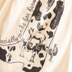 Camiseta Feminina Zenz Western T-Shirt Pasture Creme Bota E Brilhos Ref: ZW 0325028