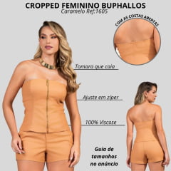 Top Feminino Buphallos Tomara Que Caia Caramelo Com Zíper Ref:BPL1605