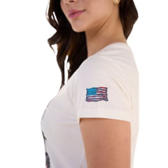 Camiseta Feminino Ox Horns T-Shirt Creme American Rodeo Estampa Cavalo Ref:6512