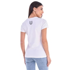 Camiseta Feminina Ox Horns T-Shirt Creme Estampado Com Brilho Ref: 6538