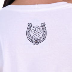 Camiseta Feminina Ox Horns T-Shirt Creme Estampado Com Brilho Ref: 6538